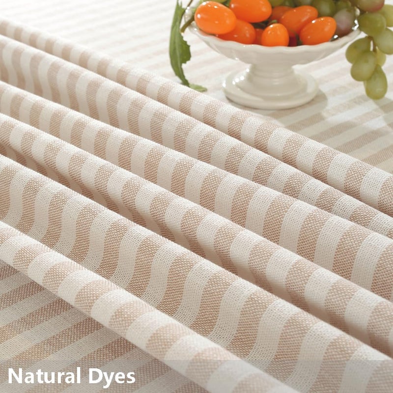 TruDelve Small Round Table Cloth 60 Inch Beige Striped Cloth Tablecloth Boho Fall Round Tablecloths for Outdoor Table Cover (Beige,60",Round) - Image 3